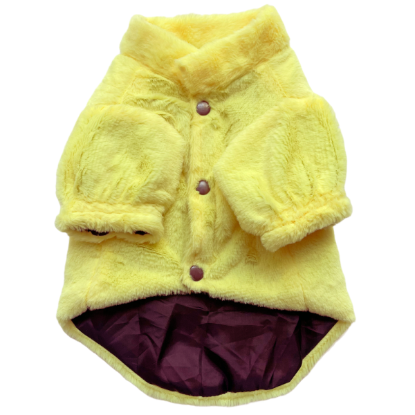 Pawgypets Fur Puffer Jacket for Dogs and Cats (Yellow) Online Hot Sale