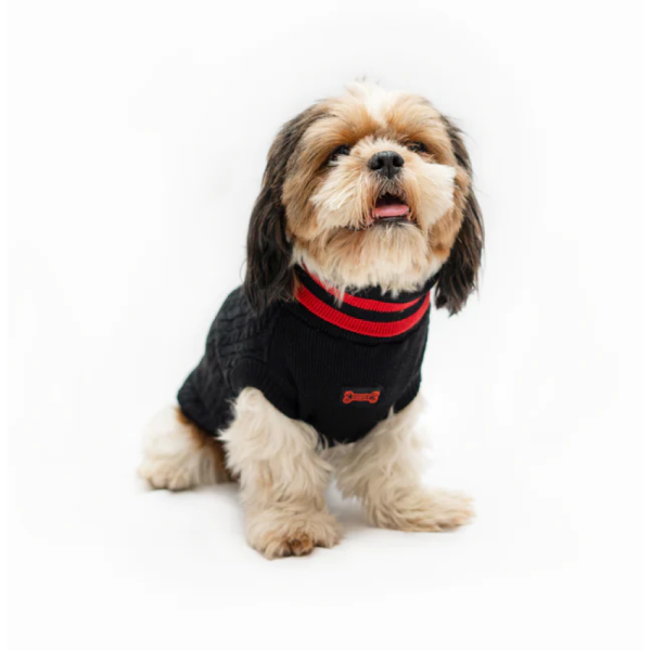 Pawgypets High Neck Cable Kint Sweater for Dogs and Cats (Black) Online Sale