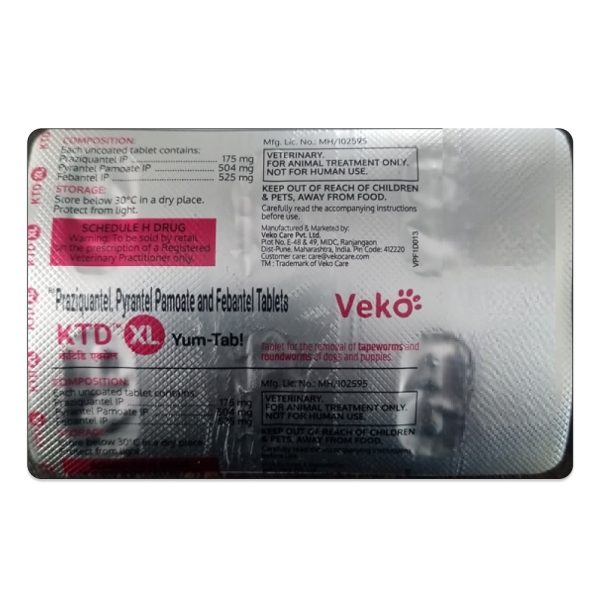 Veko KTD XL Yum Tablet Dewormer for Dogs (pack of 4 tablets) For Discount