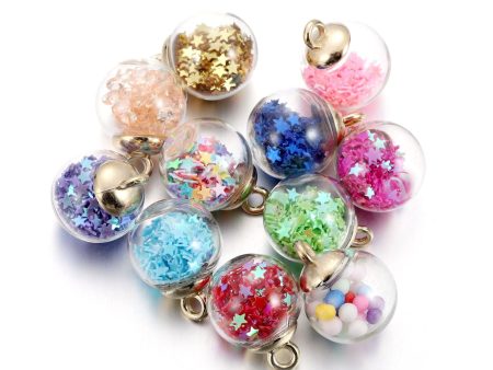 Wholesale 10PCS Pack Sequin Small Ball Pendants Glass Beads For Cheap