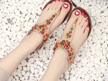 Wholesale Pu Bohemian Beaded Flip Flops Cheap