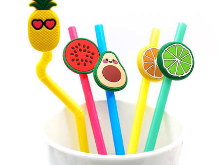 Wholesale 10PCS PVC Cute Fruit Straw Tube Cap Fashion