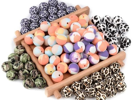 Wholesale 40PCS Colorful Leopard Print Silicone Beads For Discount