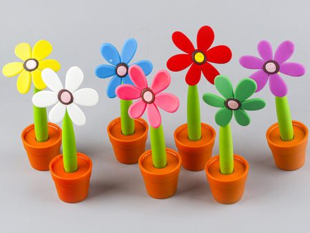 Wholesale Plastic Sun Flower Potted Ballpoint Pen Online Hot Sale