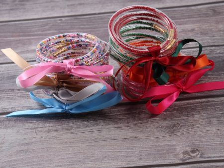 Wholesale Christmas Ribbon Silicone Beads Bracelet on Sale