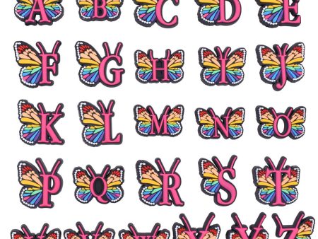 Wholesale 100 PCS PVC Cartoon Butterfly Alphabet DIY Shoe Buckles Online now