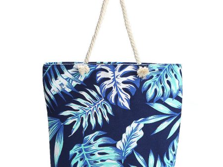 Wholesale Canvas Leaf Printed Beach Bags Hot on Sale