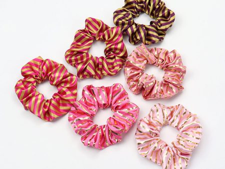 Wholesale Striped Cloth Hair Scrunchies For Discount