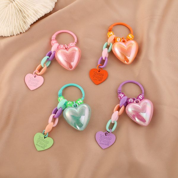 Wholesale Acrylic Color Heart Keychain Hot on Sale