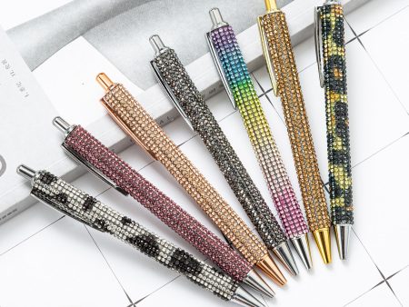 Wholesale Metal Leopard Rainbow Rhinestone Ballpoint Pen Discount