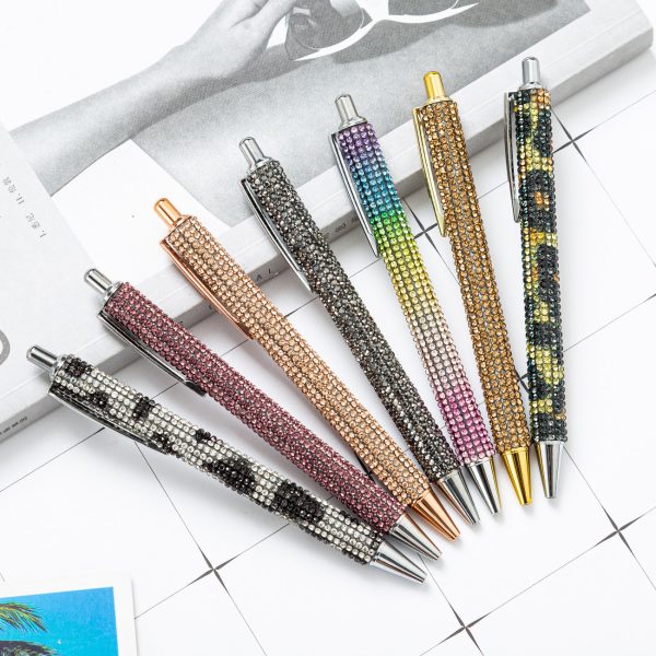 Wholesale Metal Leopard Rainbow Rhinestone Ballpoint Pen Discount