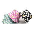 Wholesale Polyester Checkerboard Check Sunflower Flower Print Fisherman Hat Cheap