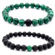 Wholesale 8mm matte black frosted stone malachite couple Bracelet For Sale