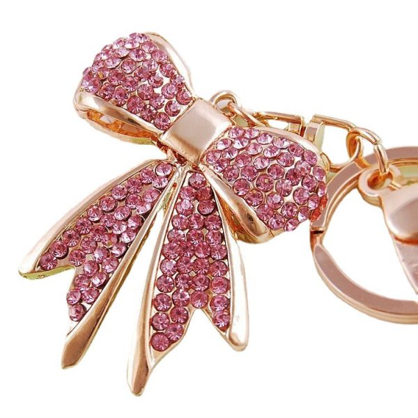 Wholesale Alloy Rhinestone Bow Keychain Online Hot Sale