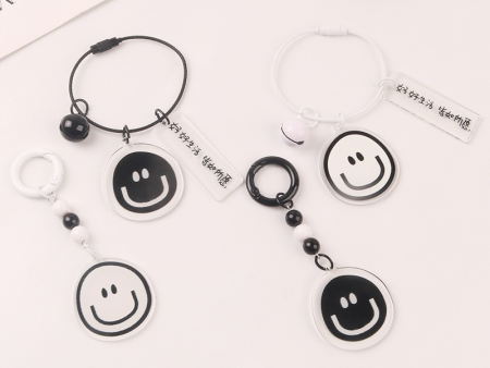 Wholesale Acrylic Round Smile Face Bell Keychain Cheap