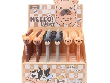 Wholesale Silicone Cartoon Bulldog Ballpoint Pen 36pcs box Hot on Sale