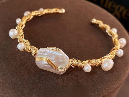 Wholesale Baroque Pearl Metal Bracelet on Sale