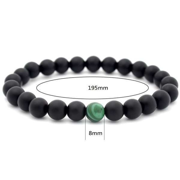 Wholesale 8mm matte black frosted stone malachite couple Bracelet For Sale