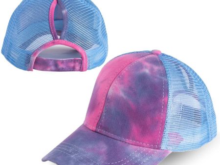 Wholesale Acid Wash Tie Dye Ponytail Baseball Cap Sale