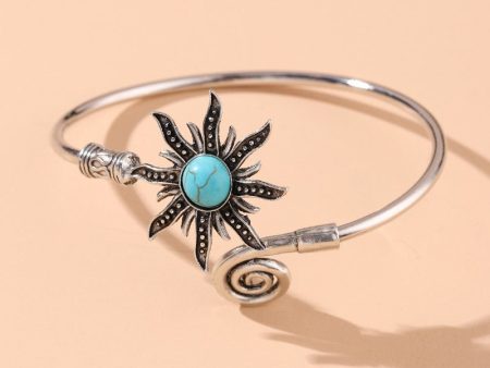 Wholesale Vintage Sunflower Turquoise Alloy Bracelet Hot on Sale