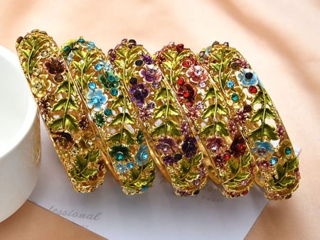 Wholesale Alloy Rose Inlaid Diamond Hollow Bracelet Fashion