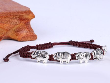 Wholesale Vintage Silver Elephant Cotton Thread Bracelet Online Hot Sale