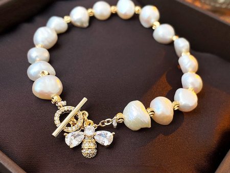 Wholesale Zircon Freshwater Pearl Alloy Bracelet on Sale