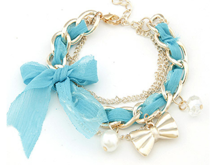 Wholesale Bow Knot Pearl Alloy Bracelet Online now