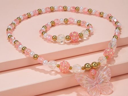 Wholesale Butterfly Acrylic Beads Bracelet Necklace Jewelry Set Supply