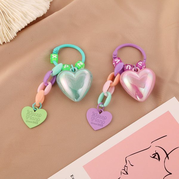 Wholesale Acrylic Color Heart Keychain Hot on Sale