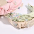 Wholesale Embroidered Bow Knot Fabric Hair Tie Headband Combination Set For Sale