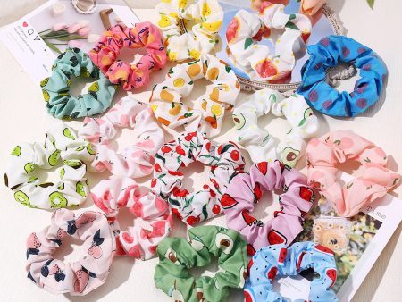 Wholesale Fruit Pattern Fabric Hair Scrunchies Hot on Sale