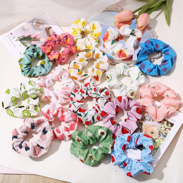 Wholesale Fruit Pattern Fabric Hair Scrunchies Hot on Sale