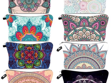 Wholesale Dacron Datura Printed Pattern Cosmetic Storage Bag For Cheap