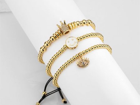 Wholesale Crown Smiley Braided Brass Bracelet For Discount