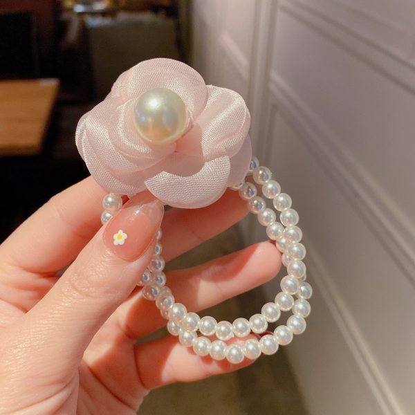 Wholesale Flower Artificial Pearl Cloth Hair Scrunchies Online