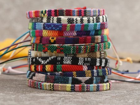 Wholesale Bohemian Colored Cotton Linen Woven Bracelet Online Sale