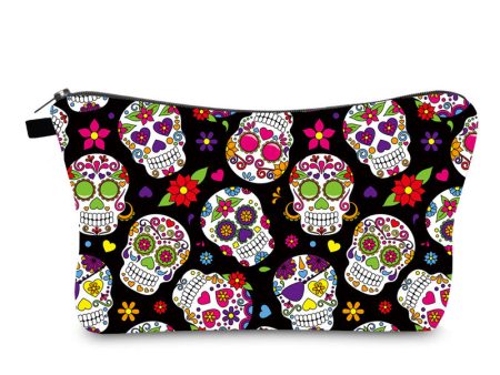 Wholesale Dacron Skull Print Cosmetic Storage Bag Hot on Sale