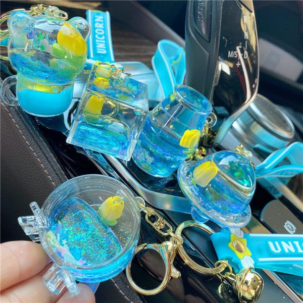 Wholesale Acrylic Luminous Tulip Floating Bottle Keychain Fashion