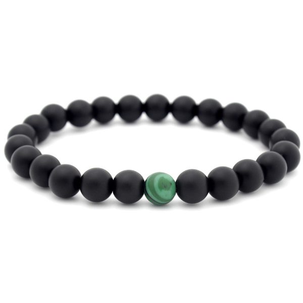 Wholesale 8mm matte black frosted stone malachite couple Bracelet For Sale