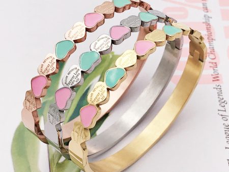 Wholesale 3 Colors Heart Stainless Steel Gold Plated Bracelet Sale