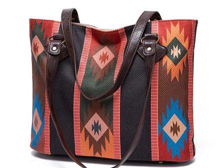 Wholesale Aztec Pattern Vintage Cotton Linen Shoulder Tote Bag on Sale