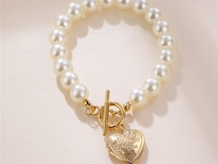 Wholesale White Pearl Heart Alloy Bracelet Fashion