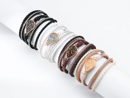 Wholesale Bohemian Diamond Leather Bracelet For Cheap