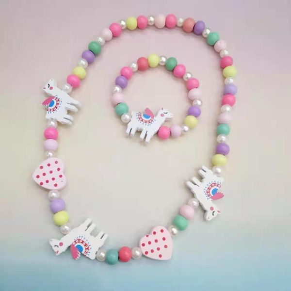 Wholesale 10PCS Kids Wooden Beaded Bracelet Necklace Set Discount