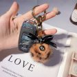 Wholesale Alloy Leopard Print Mink Hair Ball Key Chain For Discount