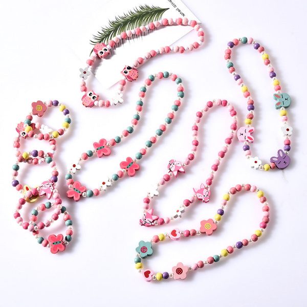 Wholesale 10PCS Kids Mixed Color Beaded Bracelet Necklace Set Online Hot Sale