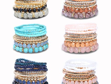 Wholesale Bohemian Glass Beads Layered Bracelet Set For Cheap