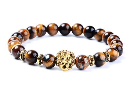 Wholesale Yellow Tiger Eye Emperor Stone Lion Head Bracelet Cheap