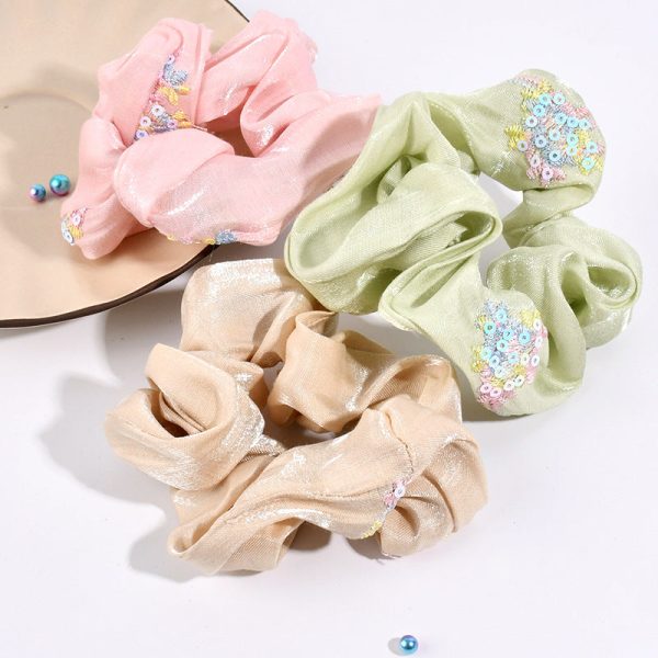 Wholesale Embroidered Bow Knot Fabric Hair Tie Headband Combination Set For Sale